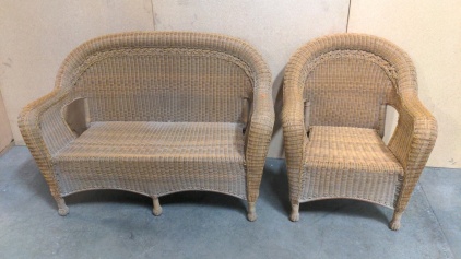 Wicker Bench & Chair