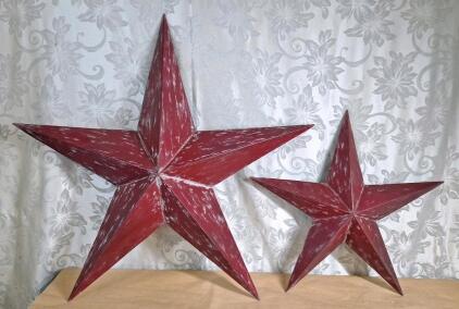 (2) Rustic Metal Barn Stars, (1) 34", (1) 24"