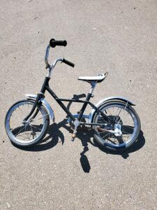 Vintage 16" Steel Kids Bicycle, Single-Speed, Rear Coaster Brake, Black Frame, Chrome Fenders