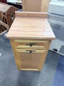 Single Tilt-Out Wooden Trash Bin Cabinet, 1 Drawer, Light Oak Finish, 16"x20"x34"