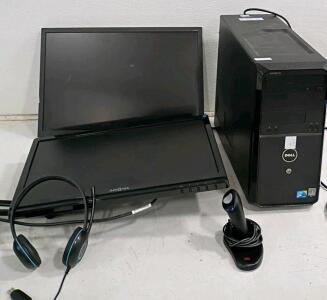 Dell Vostro 230 Core i3 Tower, Acer V226HQL & Insignia 21.5" Monitors, Barcode Scanner Bundle , tested and powers on.