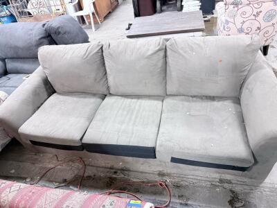 Gray 3-Seat Microfiber Sofa, Approx. 85" Wide, Removable Cushions
