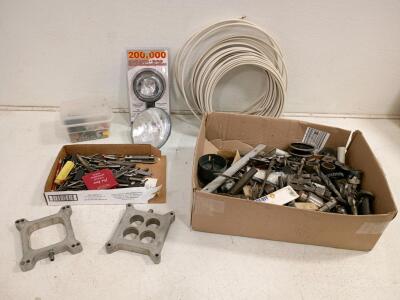 Large Mixed Lot Machinist Tools, Carb Spacer Plates, Headlamp, Husky Pouch, 100+ Pieces