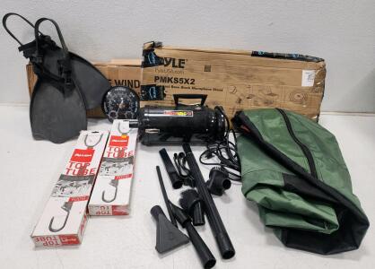 DataVac Blower, Allen 900B Tube Holders, Pyle Mic Stand, Swim Fins, and More
