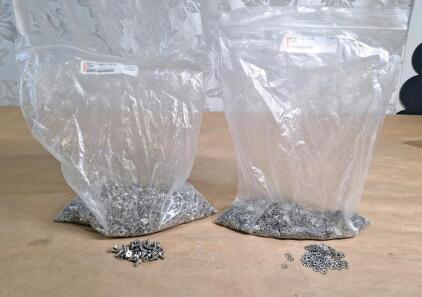 (1) 300+ Count Bag Of 6-32 X 3/8 Stainless Steel Phillips Flat Head Machine Screws & (1) 300+ Count Bag Of #6 Lock Washers