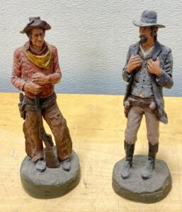 Michael Garman Western Cowboy Figurine, Hand-Painted Resin, Signed, Approx. 9&ndash;13" Tall