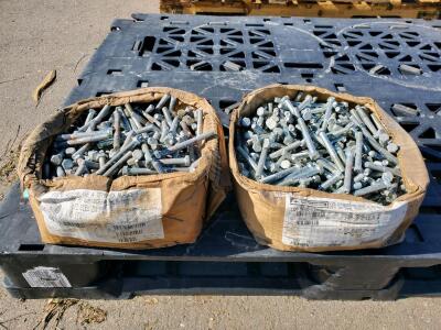 Grade 5 Hex Head Cap Screws 3/8"-16 x 3" & 3-1/2", Canamco, ~1000 PCS, Blue Zinc Plated