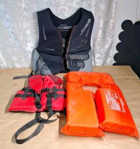 (3) Life Vests, (1) Adult XL, (1) Adult Universal & (1) Child