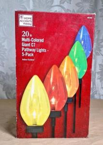 (1) Pack Of (5) 20-Inch Multi-Colored Giant C7 LED Pathway Lights