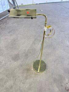 Brass Pharmacy Floor Lamp, Adjustable Head, Rectangular Shade, 45" Tall