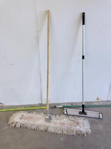36" Infinity Twist Dust Mop with Wood Handle and 24" Microfiber Flat Mop, Commercial Grade