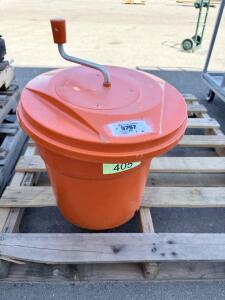 Manual Hand-Crank Plastic Honey Extractor, Tangential, 2-Frame Capacity, Serial 9757, Orange