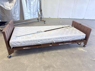 Drive Semi-Electric Hospital Bed with Foam Mattress, Single Half-Rail&mdash;88x36in, 450 lb Capacity