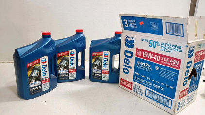 Chevron Delo 400 SDE 15W-40 Diesel Engine Oil, 3x 1-Gallon Bottles, CK-4/SN, ISOSYN Tech