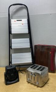 Cosco 3-Step Folding Aluminum Step Ladder, 300 lb Capacity, 9 ft Reach, Wide Steps- Toaster- Fan ( All in Working Order )