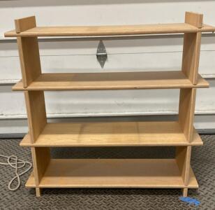 4-Shelf Wooden Bookshelf, Light Oak Finish, Approx. 36"x12"x36", Unique Side Shelves