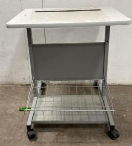 Rolling AV Cart with Wire Storage Rack, Metal Frame, 24" x 20" Top Surface