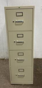 4-Drawer Vertical Metal Filing Cabinet, Beige, 52" H x 15" W x 25" D