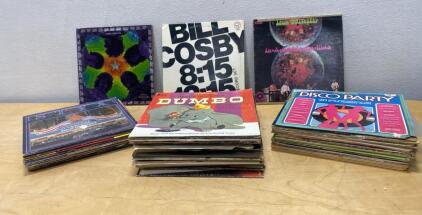Lot of 30+&ndash;45 Vintage Vinyl Records (LPs) with Album Covers - Rock, Soundtrack, Disco, Comedy