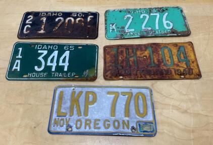 Idaho Vintage License Plate Lot: 1940-1965 Farm Truck, House Trailer, Passenger, Oregon Car Plate