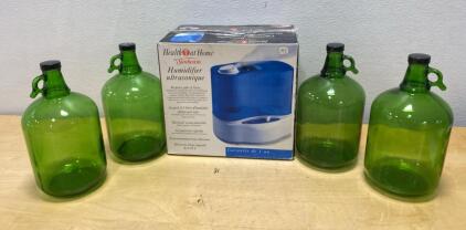 Green Glass 1 Gallon Jug Set with Handles and Caps &ndash; Ideal for Brewing, Storage, Decorative Uses