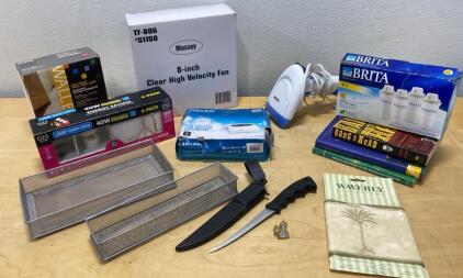 Massey 8" Fan, TP-Link Print Server, Jindo Iron, Brita Filters, and More