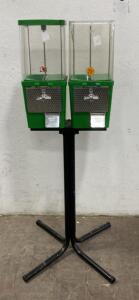 Dual-Head Bulk Vending Machine, Green Metal Body, Dual Pricing, 10-12 lbs Capacity per Head