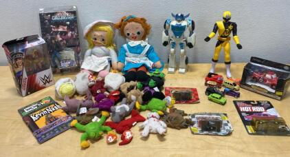 WWE Elite Chelsea Green, McFarlane Artist Figure, Beanie Babies, Diecast Cars, Power Rangers Lot