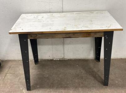 Sturdy Work Table with Metal Frame, 44.5x 23&rdquo;" Wooden Top, 500 lbs Capacity