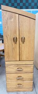 68.9" Oak Storage Cabinet with 2 Doors and 4 Drawers