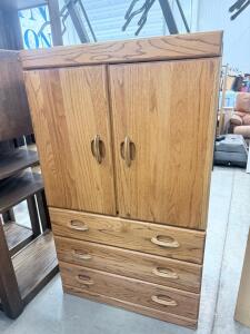 Wooden Armoire/Wardrobe Cabinet with 3 Drawers and 2 Swing Doors