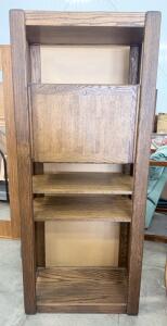 Wooden Bookcase with Lockable Compartment, 3 Shelves, Medium Brown, Approx. 72"x36"x16"