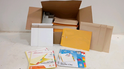 Bulk Office Supplies: Manila & White 9x12 Envelopes, Office Depot & Avery 8-Tab Dividers, 80+ Pieces