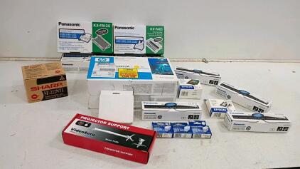Panasonic, HP, Sharp, Epson Printer & Copier Cartridges Assortment, Toner/Ink/Film, Multiple Models