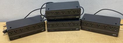 (4) APC Back-UPS 600 (BE600M1), 600VA 330W, 7 Outlets, 1 USB Charging Port, Battery Backup - All Power On