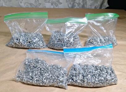 (5) 200+ Count Bag Of Assorted Stainless Steel Machine Screws