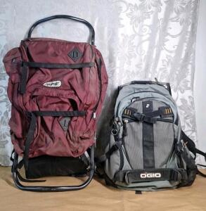 (1) Texsport Frame Pack & (1) O'Gio Day Pack