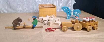 (4) Vintage Handcrafted Wooden Toys