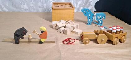 (4) Vintage Handcrafted Wooden Toys