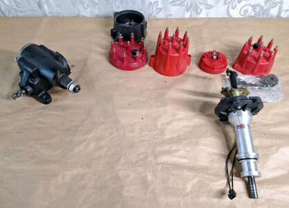 (1) MSD Distributor, (3) Assorted Caps & (1) Manual Steering Gearbox