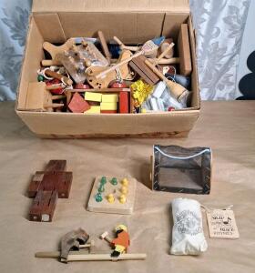 Lot Of Assorted Vintage Handcrafted Wooden Toys
