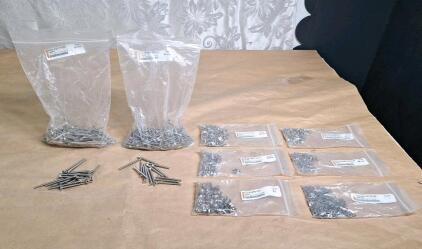 (1) 100+ Count Bag Of 6-32 X 2 Stainless Steel Phillips Flat Head Machine Screws & (1) 100+ Count Bag Of 6-32 X 1-3/4 Stainless Steel Phillips Flat Head Machine Screws & (6) Small Bags Of Assorted 6-32 Phillips Flat Head Machine Screws, Washers & Nuts