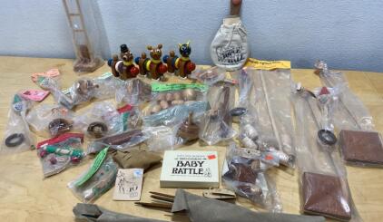 Lot of Vintage Wooden Toys USA &ndash; Mossy Creek, Nova, Rattle, Puzzles, Climbing, Magnetic Game
