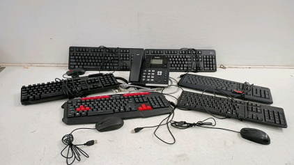 Lot of Dell and Inland Wired USB Keyboards, Acer Mouse, Red Gaming Keys, Office Bundle