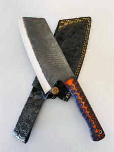 Hand-Forged Chef Cleaver Knife With Custom Handle And Sheath