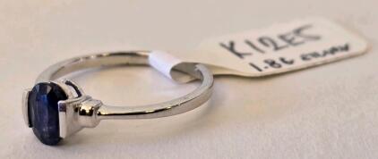 Sterling Silver Ring MW 925, US Size 6.75, 1.86Ct Very Fine Sapphire, Bezel Setting