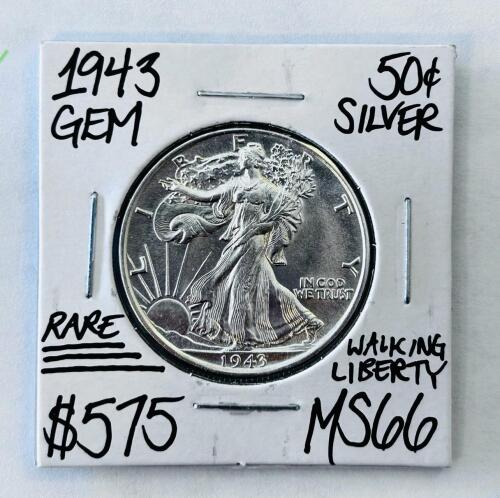 1943 Walking Liberty Half Dollar MS66 Silver Coin &ndash; GEM Condition High Grade