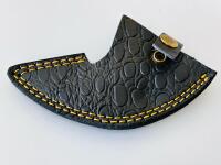 Custom Damascus Steel Ulu Knife With Resin Handle And Leather Sheath - 5