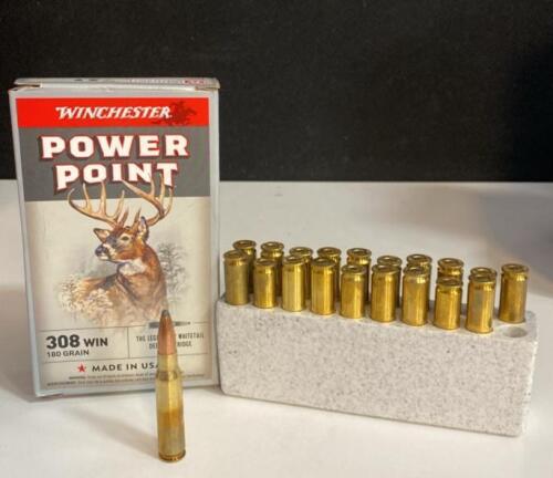 Winchester Power Point .308 WIN 180 Grain Ammunition &ndash; 20 Rounds, 2,620 ft/s Muzzle Velocity