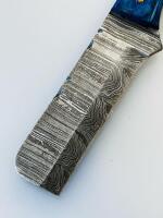 Custom Damascus Steel Cleaver Knife, Texas Flag Handle, Star Inlay, Leather Sheath - 3